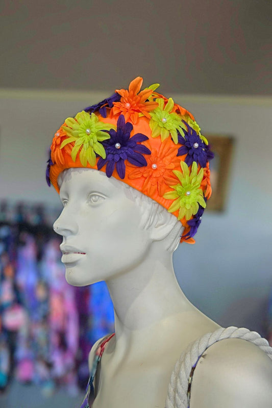 AS Bathing Cap - Orange Floral