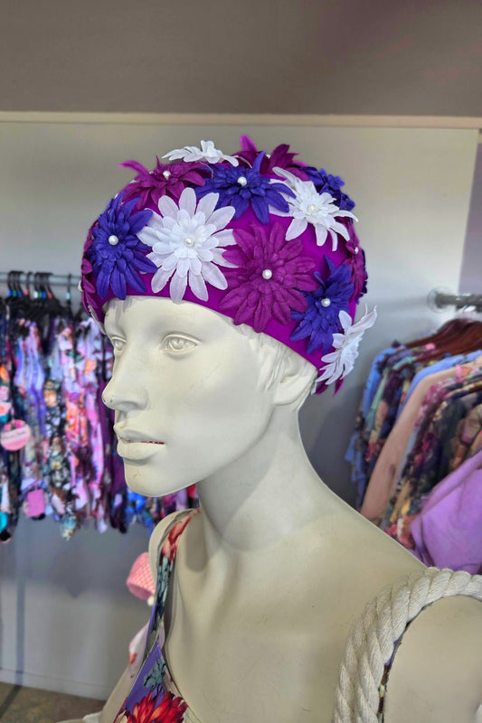 AS Bathing Cap - Purple Floral