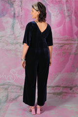 Andie Ollie Velvet Jumpsuit - Navy