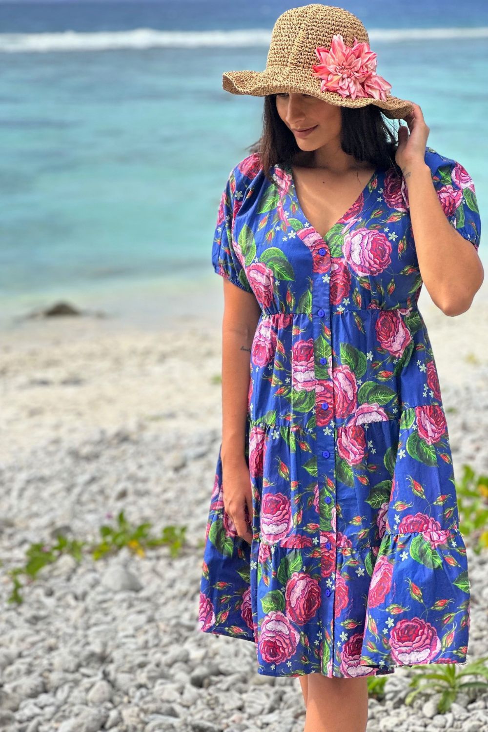Corsica Violet Dress | Navy | Women's Cotton Dresses | Annah Stretton