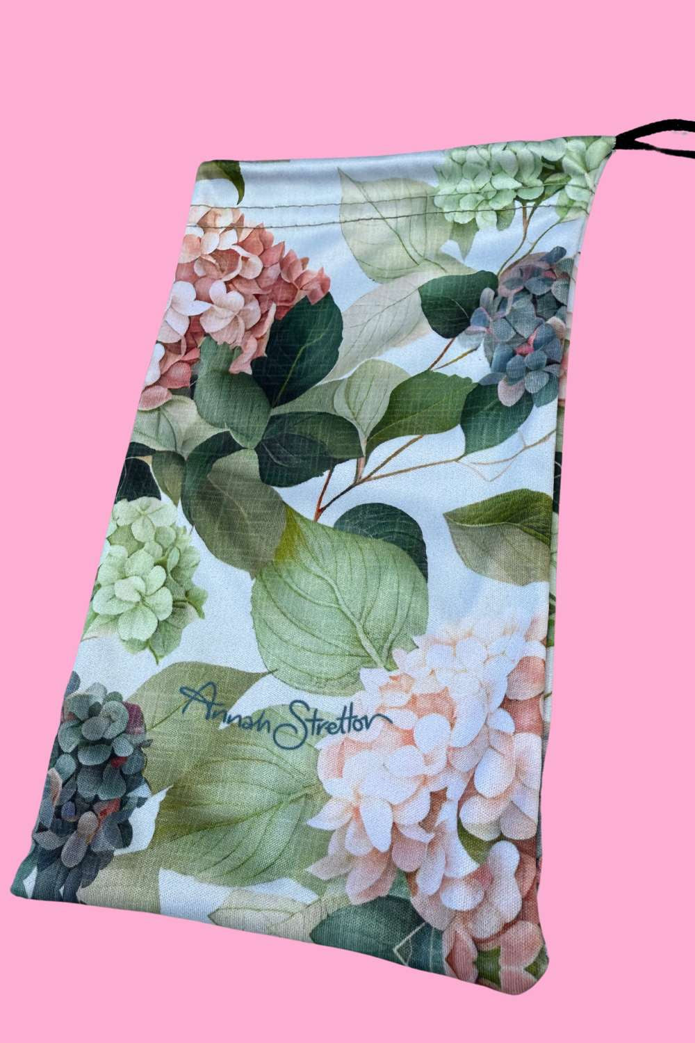 Drawstring Glasses Case - Hydrangea Pretty