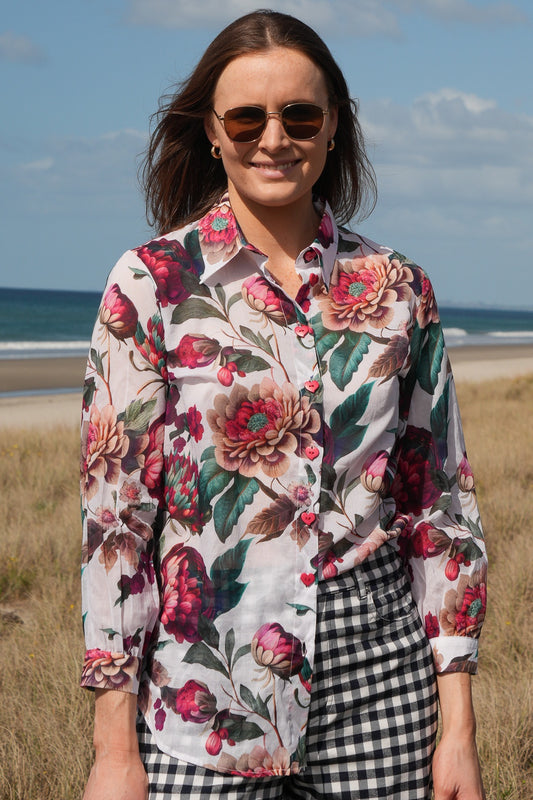 Elsie Cotton Shirt - Ataahua Floral- SALE