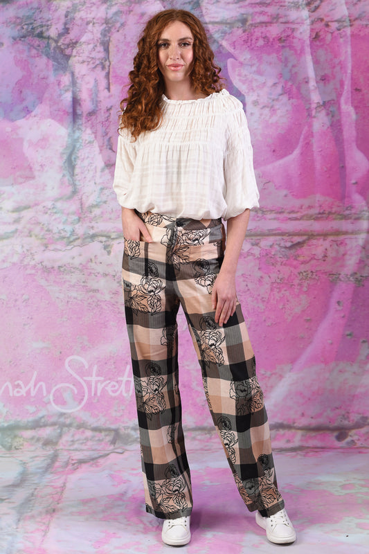 Emily Pants - Floral Check | SALE