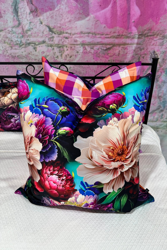 AS Reversible Euro Pillow Case - Dark Peonies