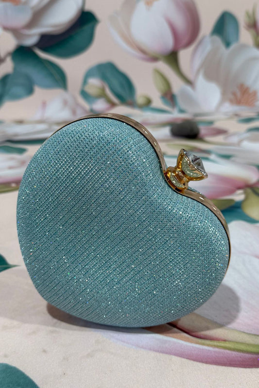 Glitter Heart Clutch - Blue