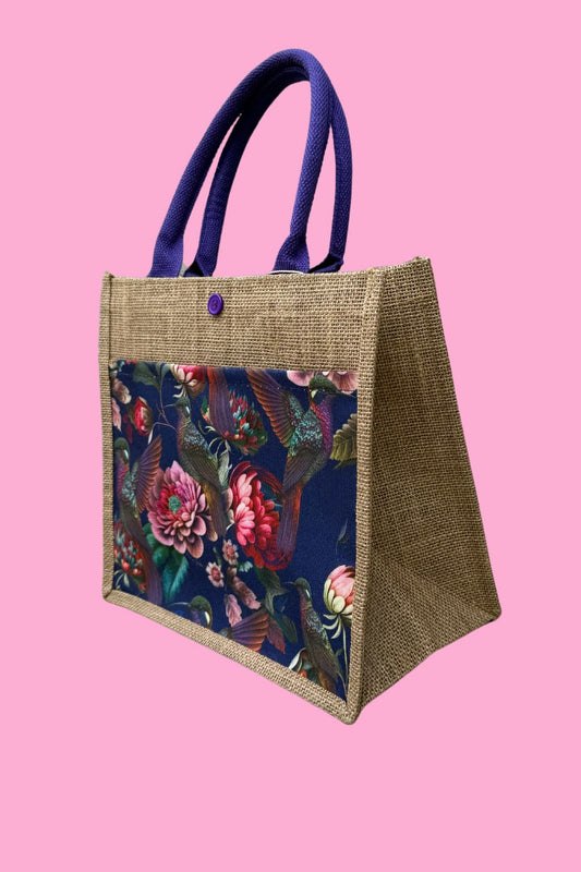 Magic Birds Mini Jute Bag