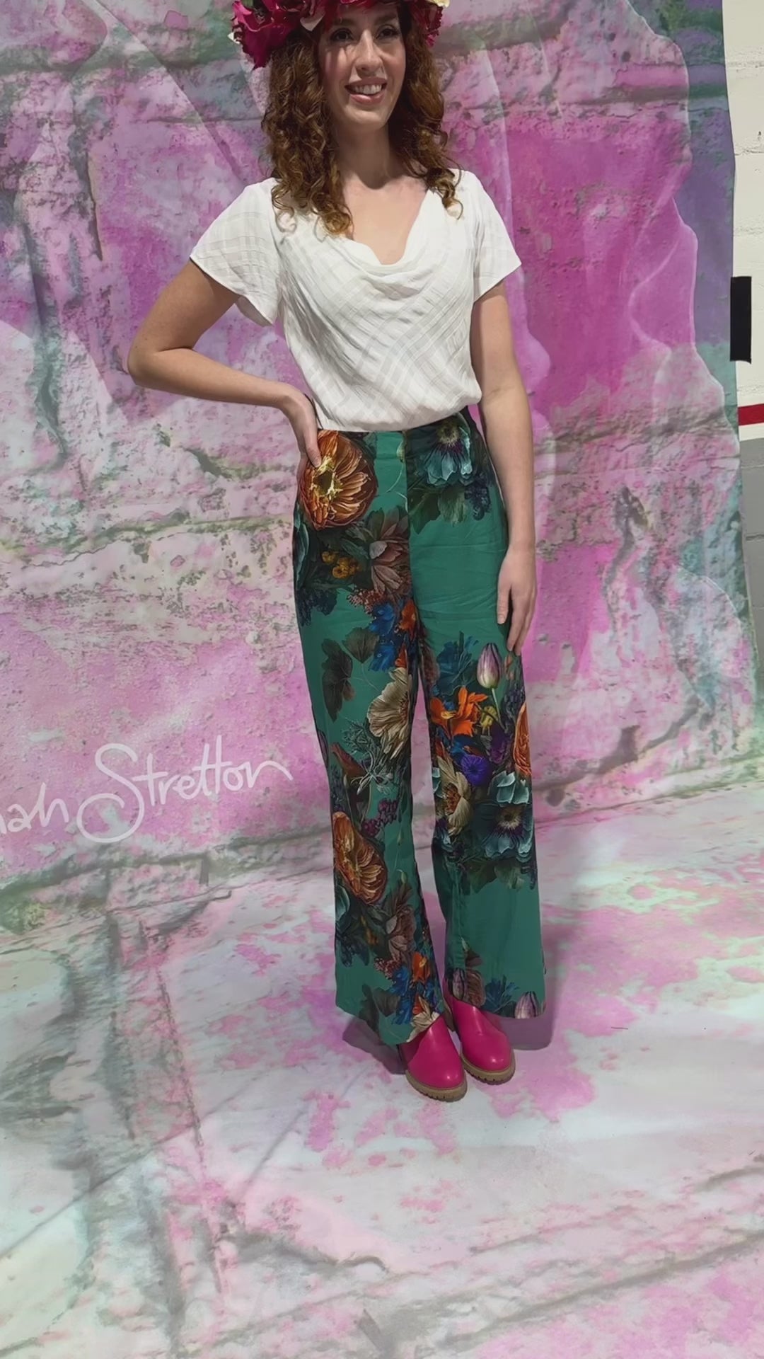 Zarah Pants - Teal Vintage Bouquet | SALE