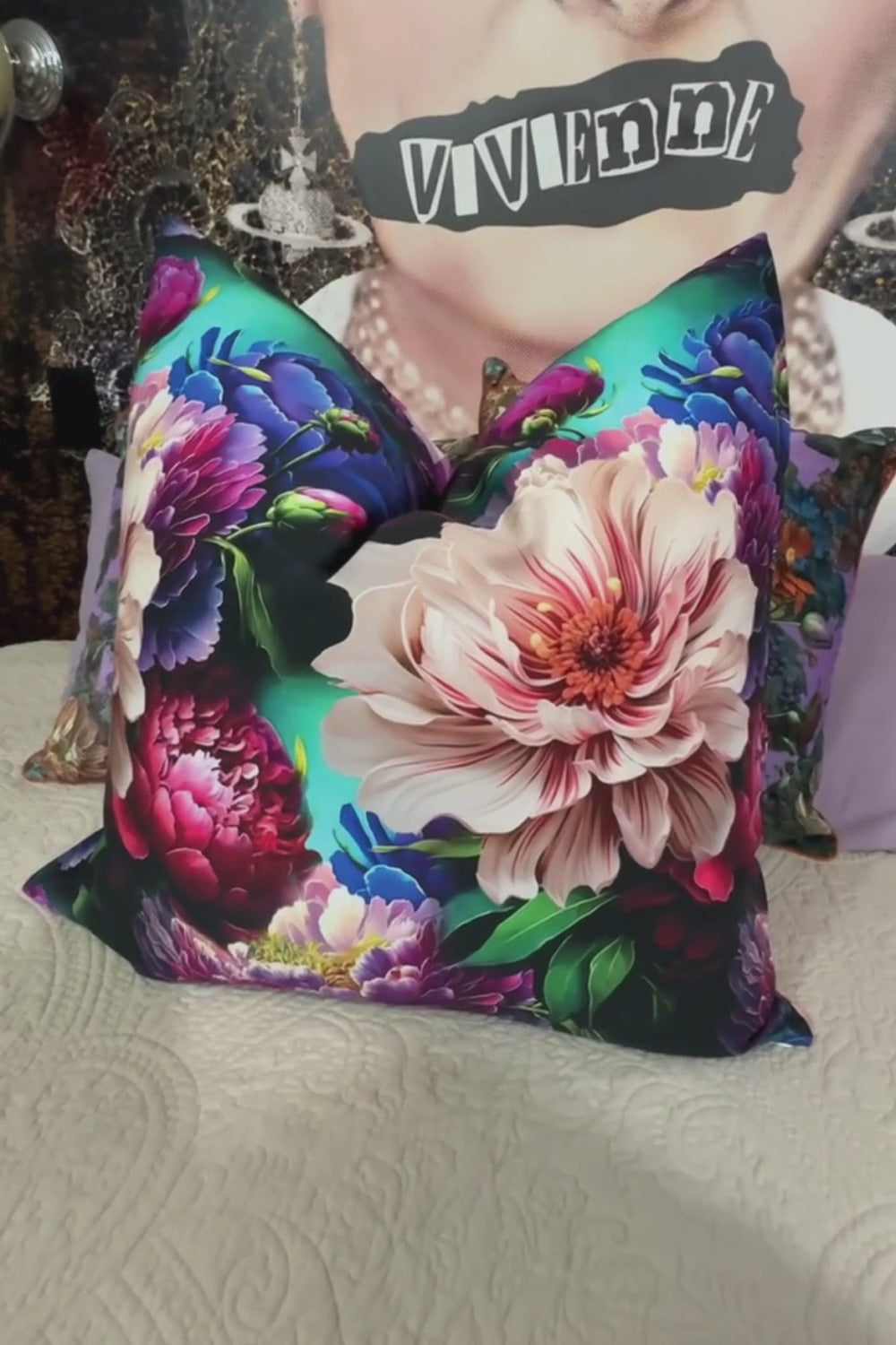 AS Reversible Euro Pillow Case - Dark Peonies