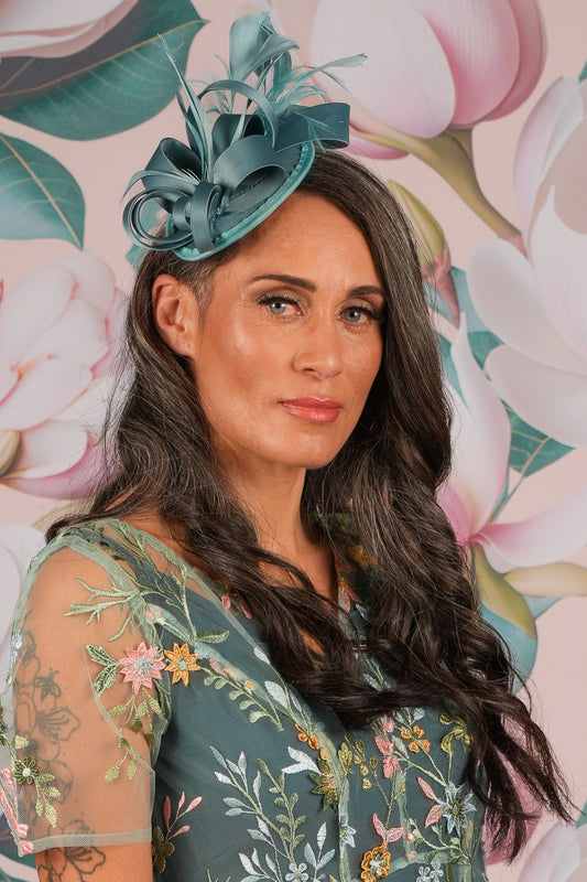 Ribbons In The Sky Fascinator - Teal