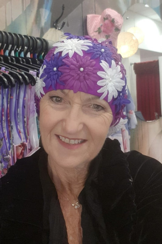 AS Bathing Cap - Purple Floral