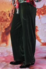 Vesta Vera Wide Leg Velvet Pants - Olive | PRE ORDER EARLY MARCH