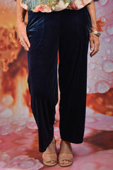 Vesta Vera Wide Leg Velvet Pants - Navy