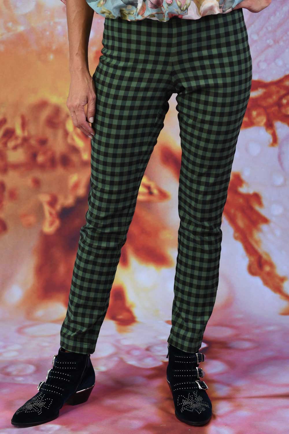 Vita Olive Pants - Green Check