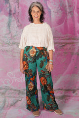 Zarah Pants - Teal Vintage Bouquet | SALE