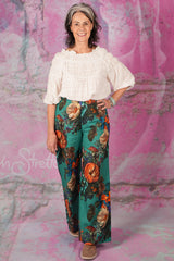 Zarah Pants - Teal Vintage Bouquet | SALE