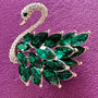 Emerald Swan Brooch